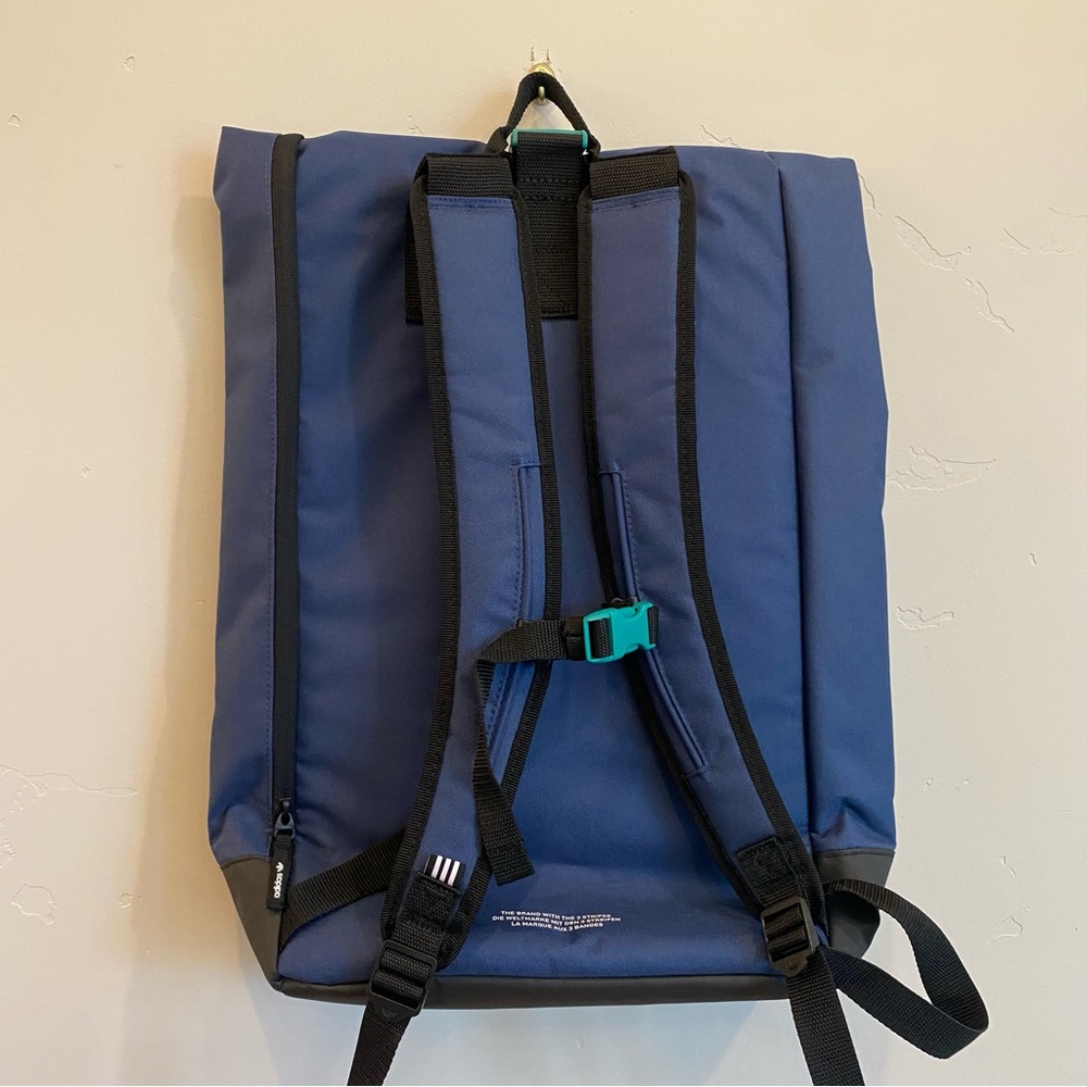 ADIDAS Navy Blue & Black Premium Essentials Rolltop Backpack - Picture 2 of 6